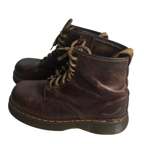 Vintage Dr Martens Boots Mens Size 9 Brown Leather Lace Up Made England 2000s main image 11